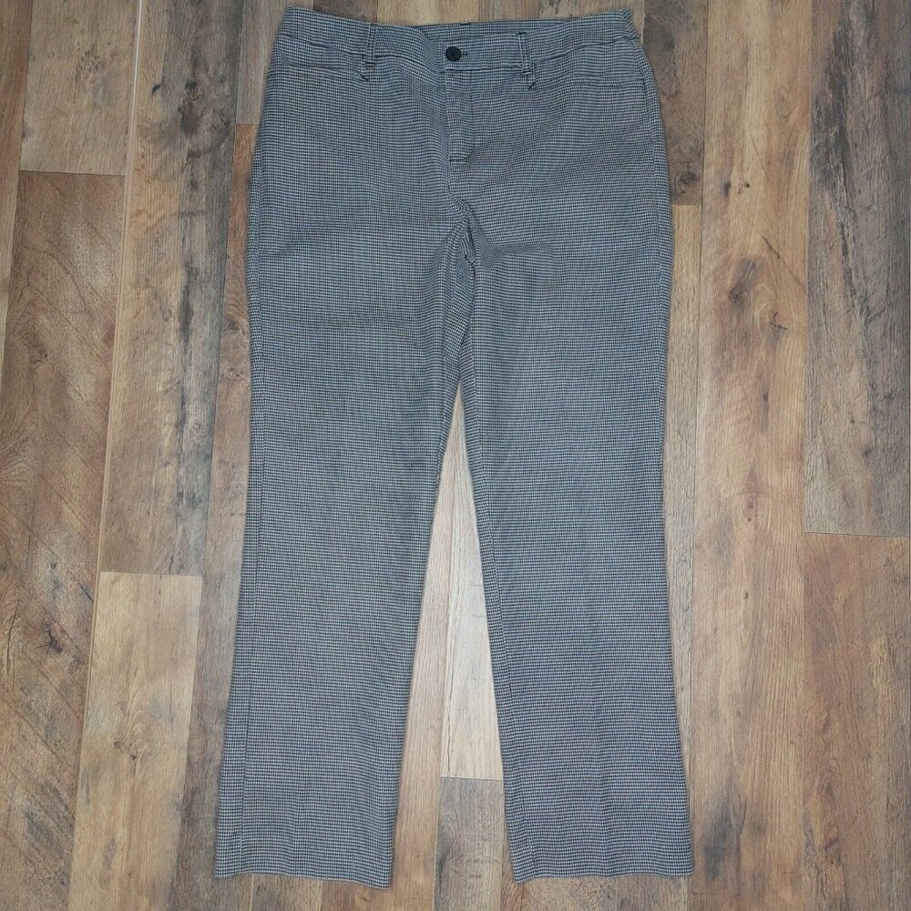 Christopher & Banks Womens 10 Pants Gray White Houndstooth Chino Stretch